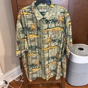 Tommy Bahama Green and Orange Tropical Shirt